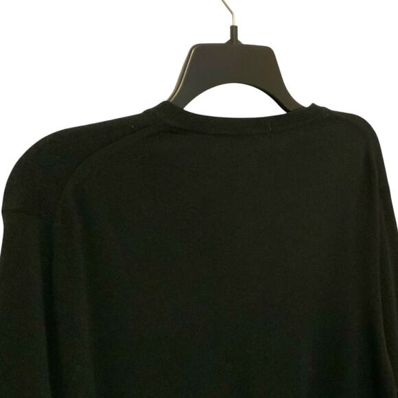 Burberry Elbow Patch Sweater Cotton Cashmere Vneck Black Men XXL - Picture 6 of 9